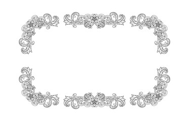 Decorative hand drawn classic vintage ornament Text Separator. Retro hand drawn text dividers victorian old frames. Text lines vintage border scribble dividing line elements doodle vector illustration