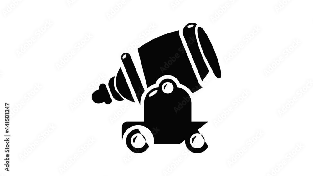 Poster ancient cannon icon animation simple best object on white