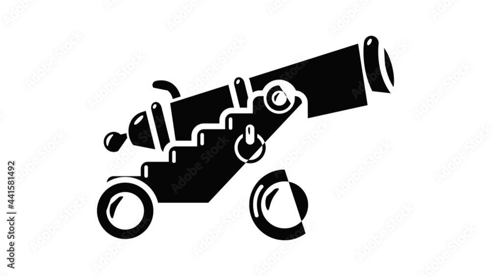 Poster menacing cannon icon animation simple best object on white