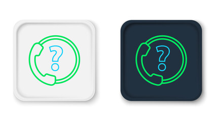 Line Telephone 24 hours support icon isolated on white background. All-day customer support call-center. Full time call services. Colorful outline concept. Vector