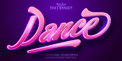 Fototapeta na wymiar Dance text, calligraphic style editable text effect