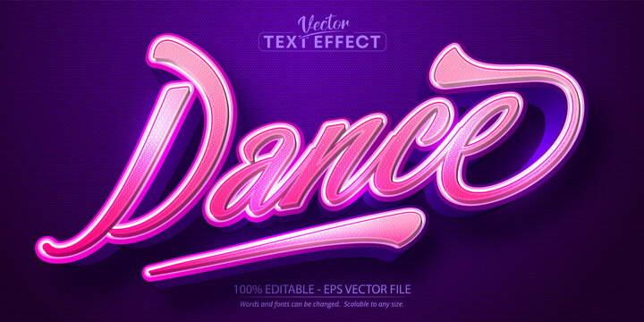 Dance text, calligraphic style editable text effect