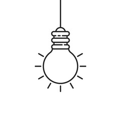 simple black hanging thin line light bulb