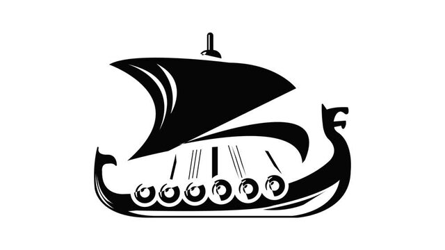 Scandinavian ship icon animation simple best object on white