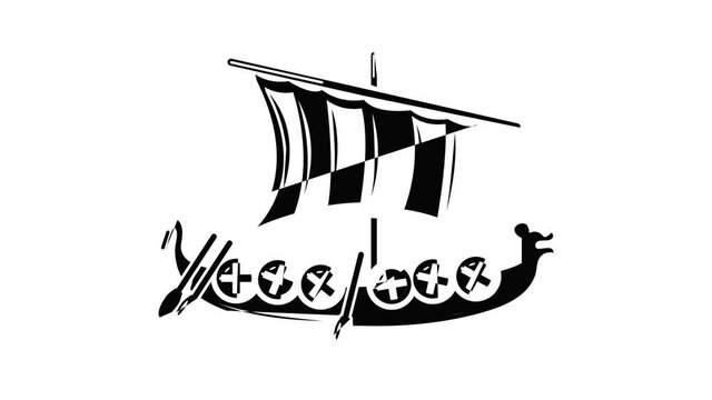 Viking ship icon animation simple best object on white
