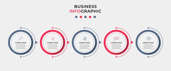 Vector Infographic design business template with icons and 5 options or steps. Can be used for process diagram, presentations, workflow layout, banner, flow chart, info graph
