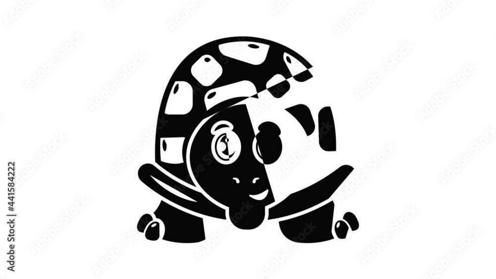 Poster cheerful turtle icon animation simple best object on white