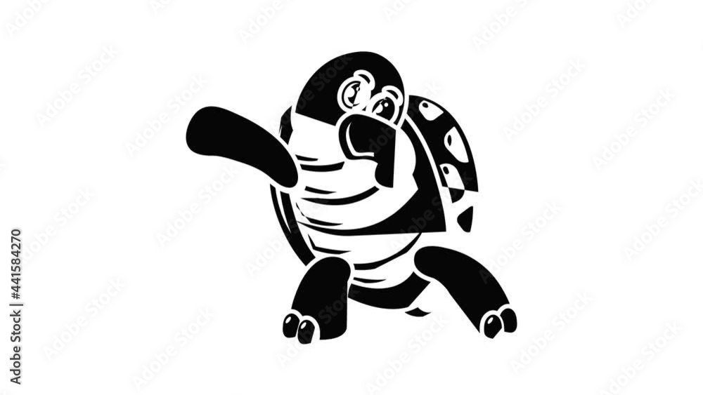 Poster dancing turtle icon animation simple best object on white