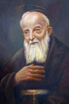 Saint Leopold Mandic altarpiece in the parish church of the Assumption of the Virgin Mary in Oroslavlje, Croatia
