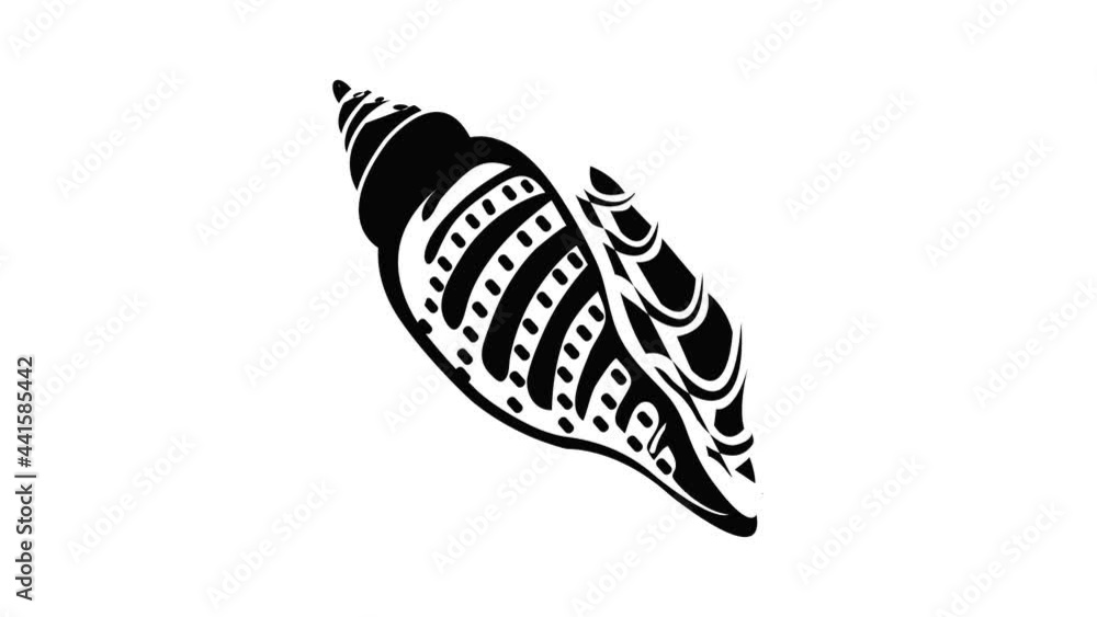 Poster ocean shell icon animation simple best object on white