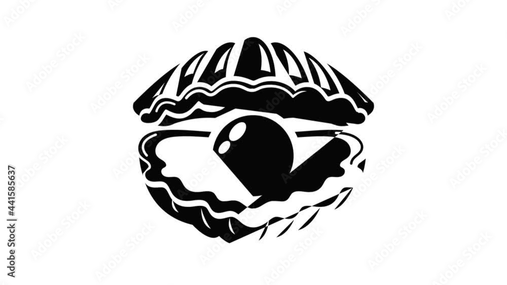 Poster shell with pearl icon animation simple best object on white