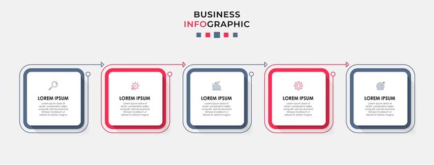Vector Infographic design business template with icons and 5 options or steps. Can be used for process diagram, presentations, workflow layout, banner, flow chart, info graph