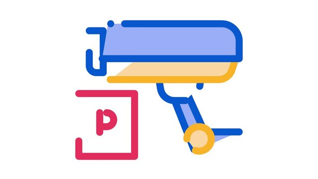 Parking Camcorder Icon Animation. color Parking Camcorder animated icon on white background