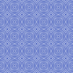 Mosaic seamless pattern. Indigo symmetrical