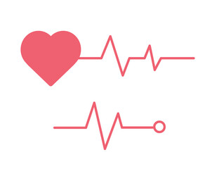 Red heartbeat line icon. Pulse Rate Monitor. on white background. Vector illustration.