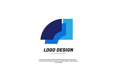 creative curved shapes financial logistic company logo flat design