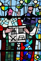 St. Cyril and Methodius, a stained glass window at St. Blaise's Church in Dubrovnik, Croatia