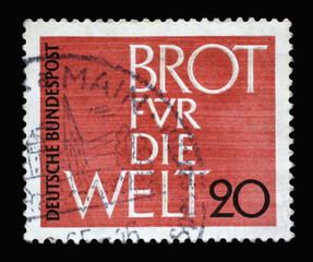 Stamp printed in Germany shows Bread for the World, Issued in connection with the Advent Collection of the Protestant Church in Germany, circa 1962