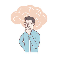 Brain activity abstract business concept flat vector illustration. Brainstorming, problem solving, thinking and imagination, idea, motivation and inspiration, find solution. Abstract metaphor.