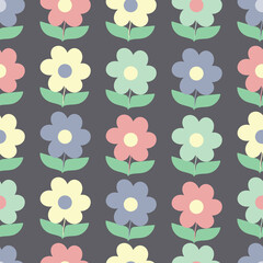Colorful geometric floral vector illustration repeat seamless pattern design on grey background pattern