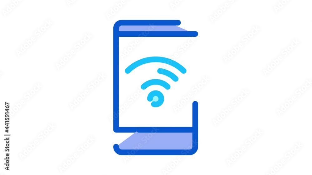 Aufkleber smartphone wi-fi connection icon animation. color smartphone wi-fi connection animated icon on white