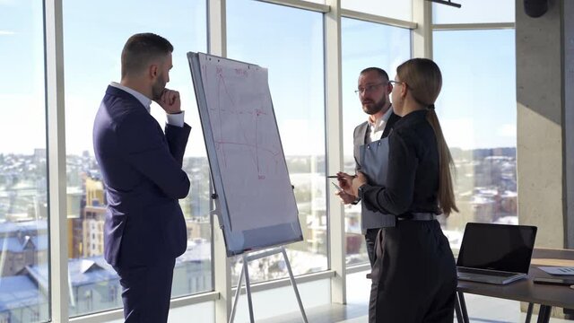 Business courses discussion in modern office. Successfull business meeting at studio.