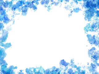 Fototapeta na wymiar Abstract blue watercolor background with white space.