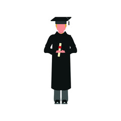 Icon on white background of man on graduation day