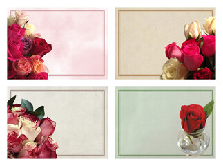 Set of 4 florist cards with roses