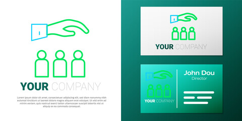 Line Boss with employee icon isolated on white background. Colorful outline concept. Vector