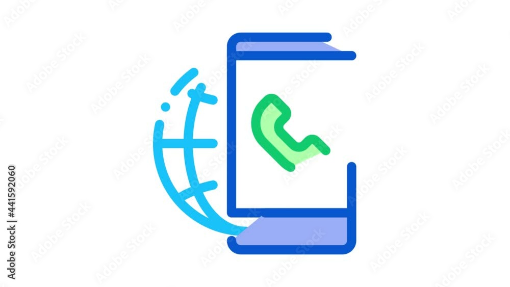 Poster voip smartphone internet connection icon animation. color voip smartphone internet connection animat