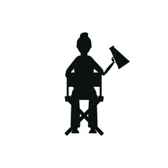 Icon on white background woman film director