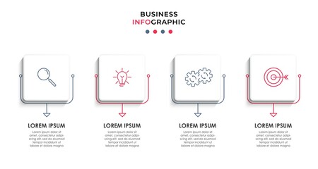 Business Infographic design template Vector with icons and 4 options or steps. Can be used for process diagram, presentations, workflow layout, banner, flow chart, info graph