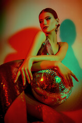 woman with disco ball