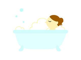 泡風呂につかる女性 