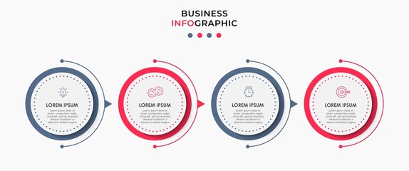 Business Infographic design template Vector with icons and 4 options or steps. Can be used for process diagram, presentations, workflow layout, banner, flow chart, info graph