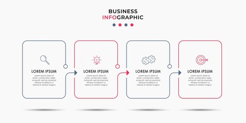 Business Infographic design template Vector with icons and 4 options or steps. Can be used for process diagram, presentations, workflow layout, banner, flow chart, info graph