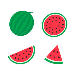 Watermelon vector. red fruit cut into pieces with seeds inside Refreshing food in the summer