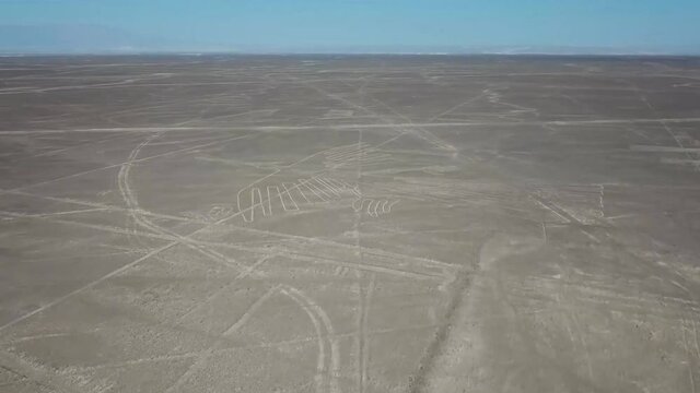 Geoglyphs and lines in the Nazca desert. UNESCO World Heritage Site - Peru, South America (aerial photography)