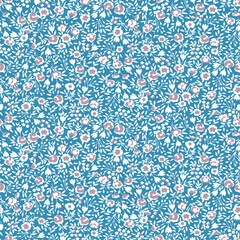 Floral pattern. Pretty flowers on plain background. Printing with small white flowers. Ditsy print. Seamless texture. Spring bouquet.