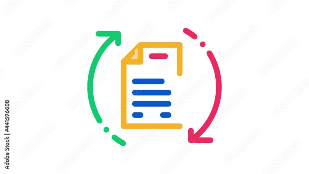 Poster document cycle icon animation. color document cycle animated icon on white background