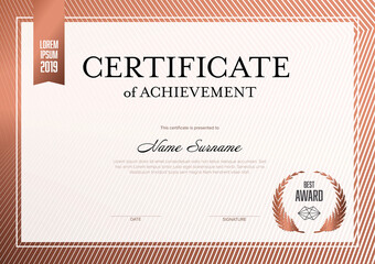 Modern light metallic red certificate template