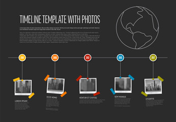 Dark Infographic photo snapshots timeline template