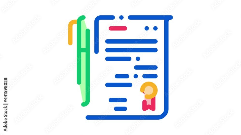 Poster document icon animation. color document animated icon on white background