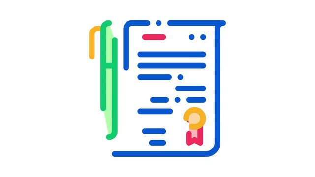 Document Icon Animation. color Document animated icon on white background