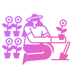 Woman gardening icon