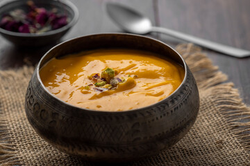 Mango Pulp / Aam rus or Ras served in small bowls