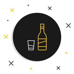 Line Bottle of vodka with glass icon isolated on white background. Colorful outline concept. Vector