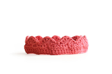 Pink knitted princess crown for babies