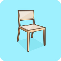 Wooden chair It has a backrest and 4 legs. vector design and isolated background.